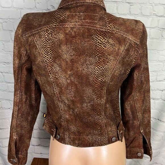 Vintage TODD OLDHAM JEANS Denim Snake Skin Print Jacket Women's S - Picture 5 of 7